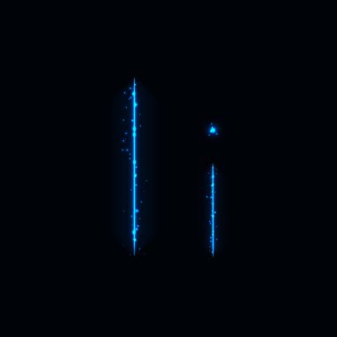 Mavi alfabe ben koyu arka plan üzerinde ışıkların harfler