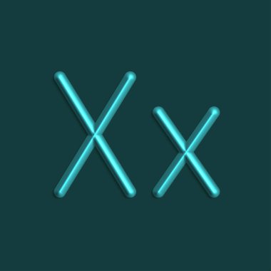 Alfabe X harfini camgöbeği rengi ışıklar, pürüzsüz gölge ile 3d çizgi