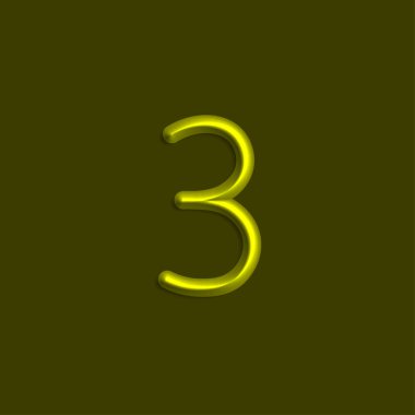 sarı renkli ışıkların 3 sayı, pürüzsüz gölge ile 3d çizgi