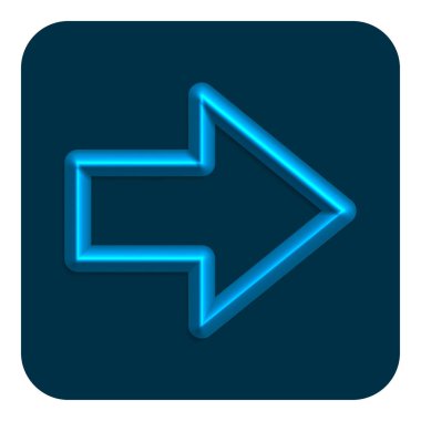 Mavi hatta Neon ok doğru Web simgesi, vektör çizim tasarım sembolü