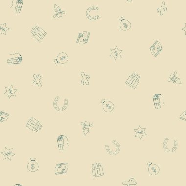 Vahşi Batı öğelerini sorunsuz arka plan vektör çizim