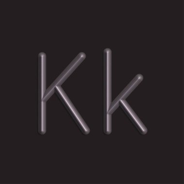 Alfabe K harfleri gri renkli ışıklar, pürüzsüz gölge ile 3d çizgi