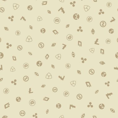 Cryptocurrency Dikişsiz desen arka plan.