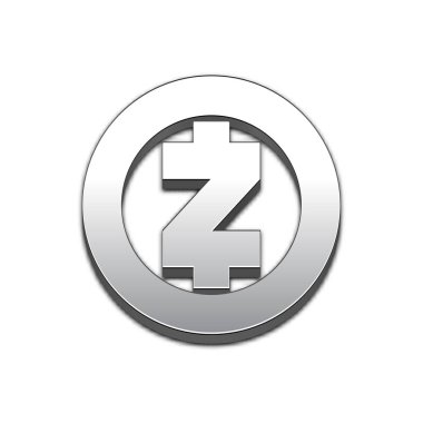 Zcash para sembol izole web vektör simgesi gümüş. Zcash para trendy 3d stil vektör simgesi. Sembol illüstrasyon kaldırdı. Gümüş Zcash sikke Kripto para birimi işareti.