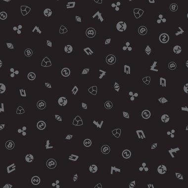 Cryptocurrency Dikişsiz desen arka plan.