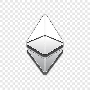Gümüş ethereum klasik izole web vektör simgesi. Ethereum klasik trendy 3d stil vektör simgesi. Sembol illüstrasyon kaldırdı. Ethereum klasik simge vektör simgesi web sitesi tasarımı, internet, iş için.