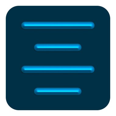 Mavi çizgi Neon metin hizalama Merkezi Web simgesi, vektör çizim tasarım sembolü