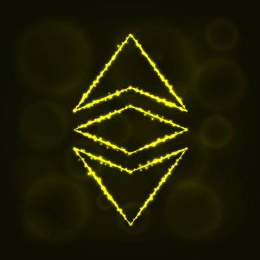 Ethereum klasik vektör simgesi. Web sitesi tasarımı, internet, grafik arayüzü, iş Ethereum klasik simgesi. Ethereum klasik illüstrasyon işareti, koyu arka plan üzerinde ışıklar siluet.