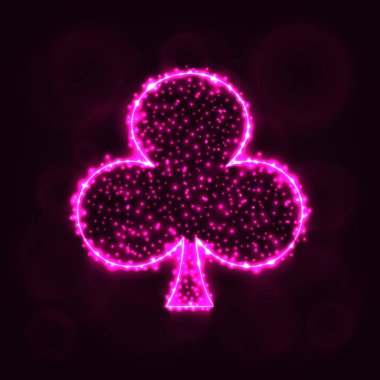 Kart illüstrasyon simge, ışıklar siluet koyu arka plan üzerinde uygun. Parlayan çizgileri ve noktaları. Kart vektör çizim uygun. Kulüpleri işareti.