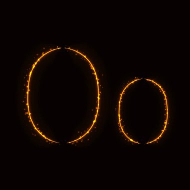 Koyu arka plan ışığı alfabesi O mektupları