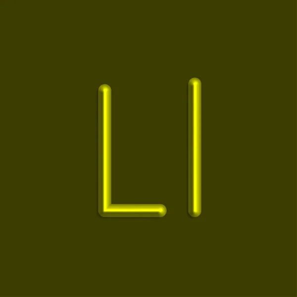 Alfabeto Letras Luces Color Amarillo Línea Con Sombra Suave — Vector de stock