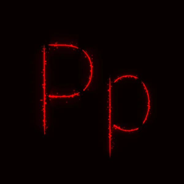 Red Alphabet Letters Lights Dark Background - Stok Vektor