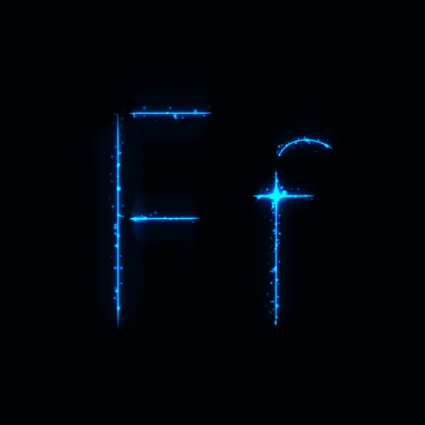 Alfabeto Azul Letras Luces Sobre Fondo Oscuro — Vector de stock
