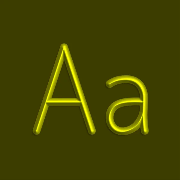 Alfabeto Letras Luces Color Amarillo Línea Con Sombra Suave — Archivo Imágenes Vectoriales