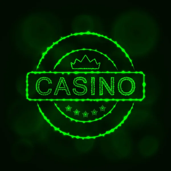 Casino Icon Casino Emblem Symbol Lights Silhouette Design Dark Background — Stock Vector