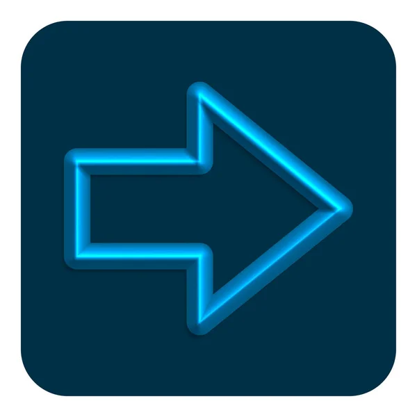 Blauwe Lijn Neon Juiste Web Pijlpictogram Vector Illustratie Design Symbool — Stockvector