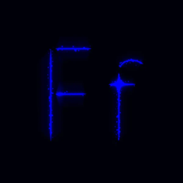 Alfabeto Azul Letras Luces Sobre Fondo Oscuro — Vector de stock