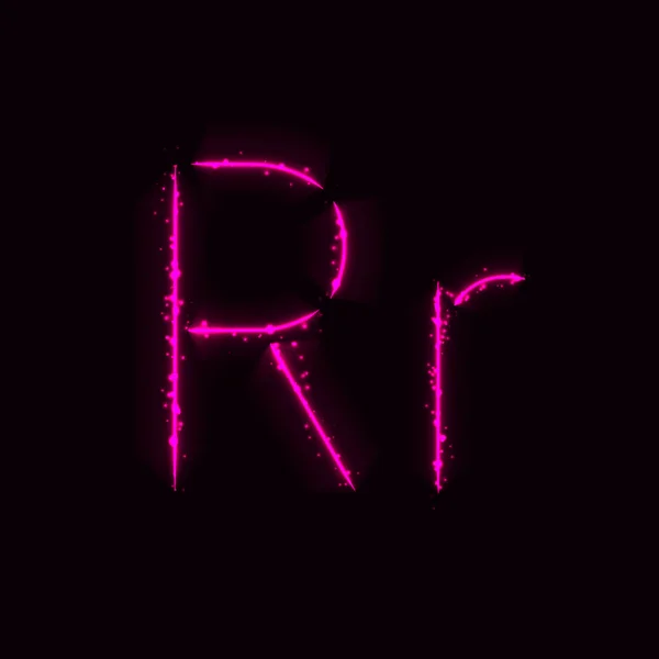 Розовый Алфавит Буквы Огней Темном Фоне — стоковый вектор