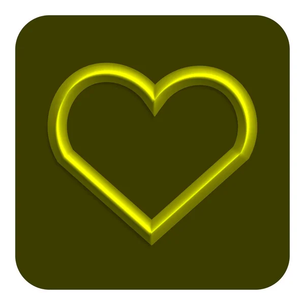 Gelbe Linie Herz Neon Web Symbol Vektor Illustration Design Symbol — Stockvektor
