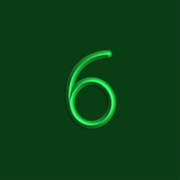 Número Luces Color Verde Línea Con Sombra Suave — Vector de stock
