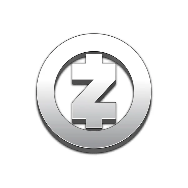 Silber Zcash Münzsymbol Isoliertes Webvektorsymbol Zcash Coin Trendiges Stilvektorsymbol Symbolbild — Stockvektor
