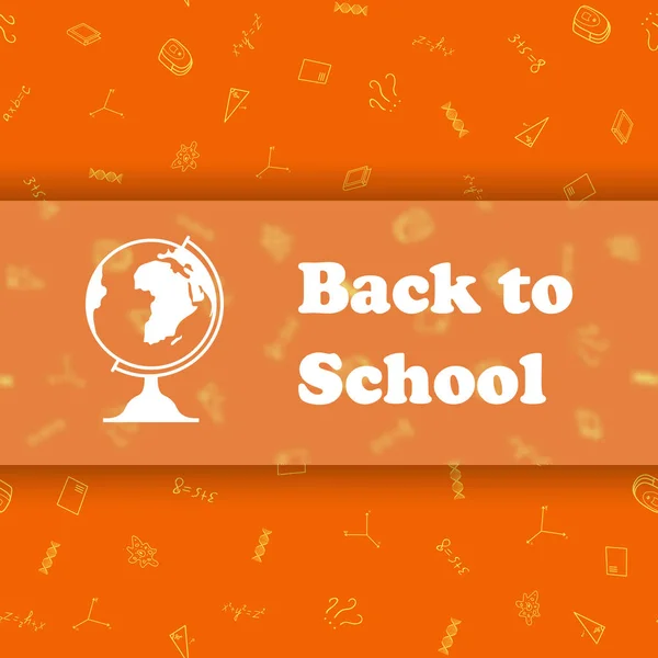 返回学校的矢量设计模板 无缝的样式背景与学校用品绘画图标 短信回学校 环球符号 — 图库矢量图片