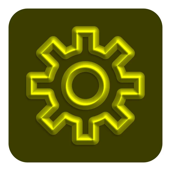 Línea Amarilla Neón Cog Web Icono Vector Ilustración Diseño Símbolo — Archivo Imágenes Vectoriales