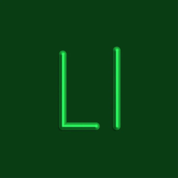 Litery Alfabetu Zielony Kolor Światła Linii Gładkich Cieni — Wektor stockowy