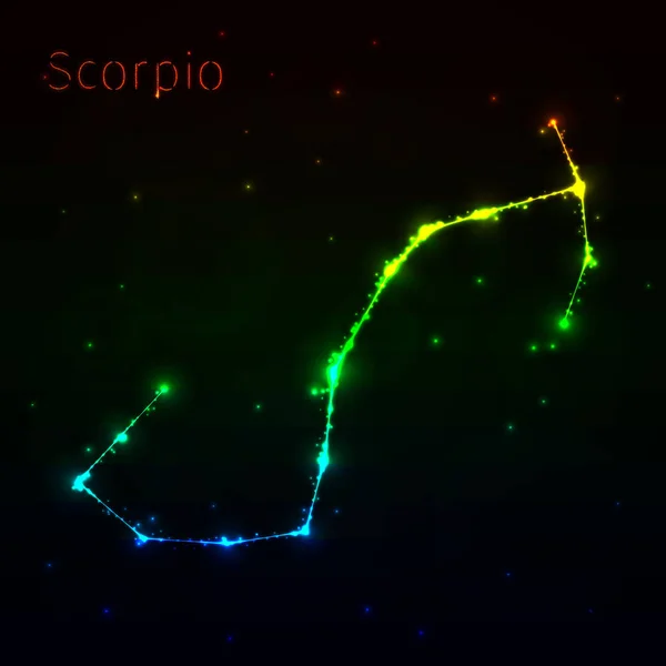 Scorpio Ícone Ilustração Silhueta Luzes Gradiente Fundo Escuro Linhas Pontos —  Vetores de Stock