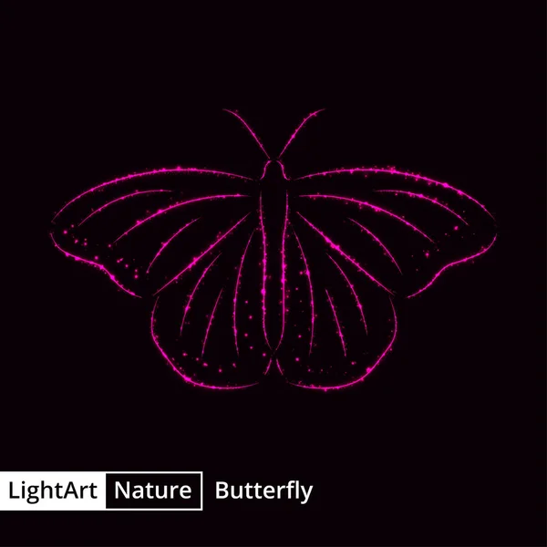 Silueta Motýl Růžový Světel Černém Pozadí — Stockový vektor