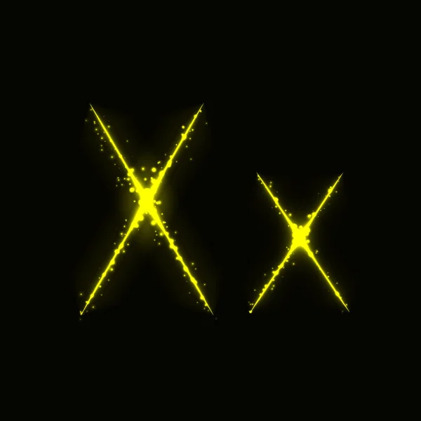 Жовтий Алфавіт Літери Світла Темному Фоні — стоковий вектор