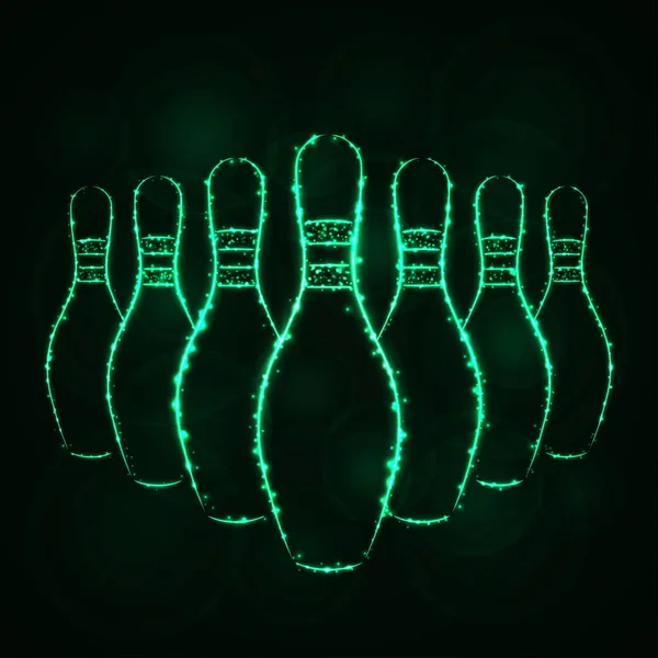Vektorové Ilustrace Kuželkové Dráhy Zelená Barva Světla Silueta Tmavém Pozadí — Stockový vektor