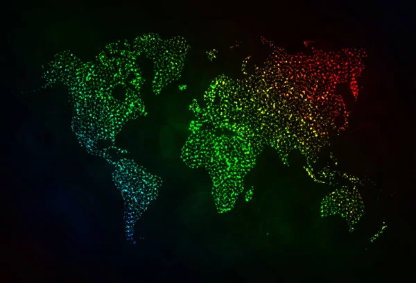 Mappa silhouette di luci su sfondo scuro — Vettoriale Stock