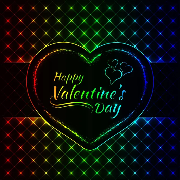 Счастливый День Святого Валентина Световая Открытка Сердечко Текстовое Оформление Темном — стоковый вектор