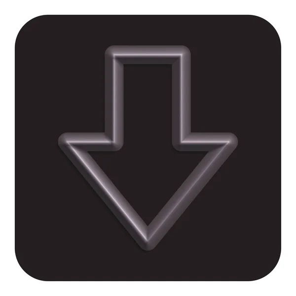 Mörk Grå Linje Neon Pil Ner Web Icon Vektor Illustration — Stock vektor