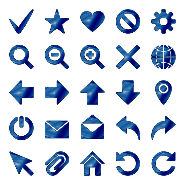 Vector Illustration Blue Web Icons Set — Stock Vector