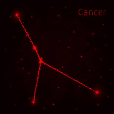 kanser illüstrasyon simge, kırmızı ışıklar siluet koyu arka plan üzerinde. Parlayan çizgileri ve noktaları