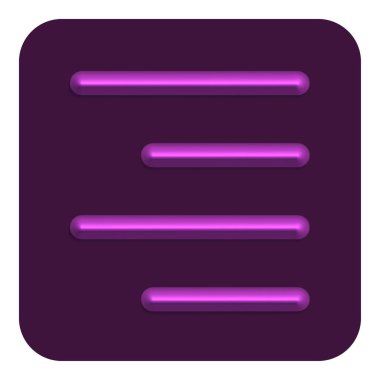 Menekşe satırı Neon metin hizalama doğru Web simgesi, vektör çizim tasarım sembolü