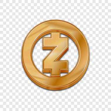Altın Zcash sikke simge izole web vektör simgesi. Zcash para trendy 3d stil vektör simgesi. Sembol illüstrasyon kaldırdı. Gümüş Zcash sikke kripto para birimi işareti.