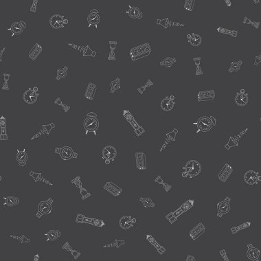 Koyu arka plan üzerinde zaman Dikişsiz desen vektör çizim