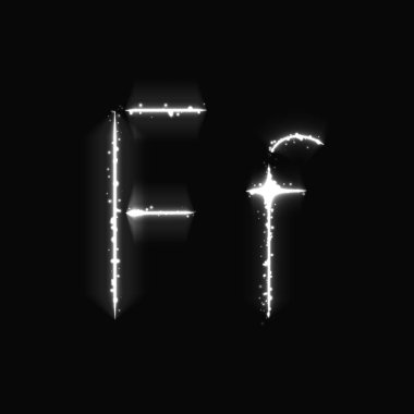 Işıklar koyu arka plan üzerinde beyaz alfabe F harfleri