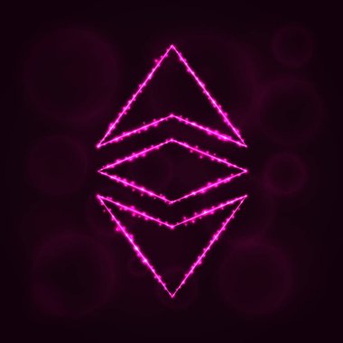 Ethereum klasik vektör simgesi. Web sitesi tasarımı, internet, grafik arayüzü, iş Ethereum klasik simgesi. Ethereum klasik illüstrasyon işareti, koyu arka plan üzerinde ışıklar siluet.