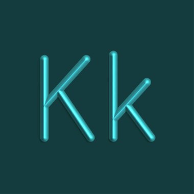 Alfabe K harfini camgöbeği rengi ışıklar, pürüzsüz gölge ile 3d çizgi