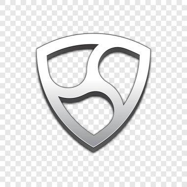 Gümüş nem sikke simge izole web vektör simgesi. Nem sikke trendy 3d stil vektör simgesi. Sembol illüstrasyon kaldırdı. Gümüş nem sikke Kripto para birimi işareti.