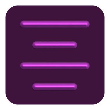 Mor çizgi Neon metin hizalama Merkezi Web simgesi, vektör çizim tasarım sembolü