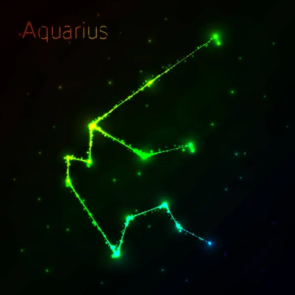 Aquarius Illustration Icône Dégradé Lumières Silhouette Sur Fond Sombre Lignes — Image vectorielle