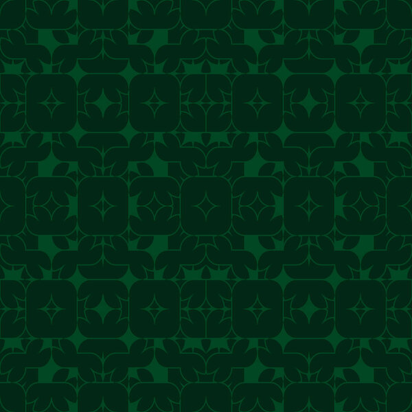 Зеленый абстрактный бесшовный текстурированный геометрический узор на темно-зеленом фоне
