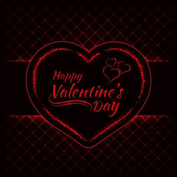 Feliz Día San Valentín Luces Rojas Tarjeta Corazón Texto Luces — Vector de stock