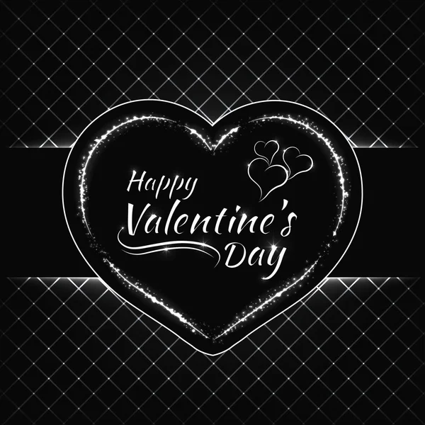 Feliz Día San Valentín Luces Blancas Tarjeta Corazón Texto Luces — Vector de stock