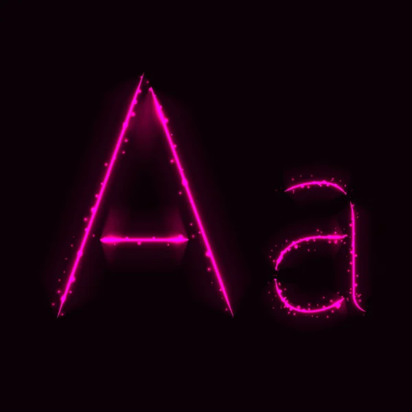 Rosa Alphabet Ein Buchstabe Aus Lichtern Auf Dunklem Hintergrund — Stockvektor
